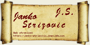 Janko Strizović vizit kartica